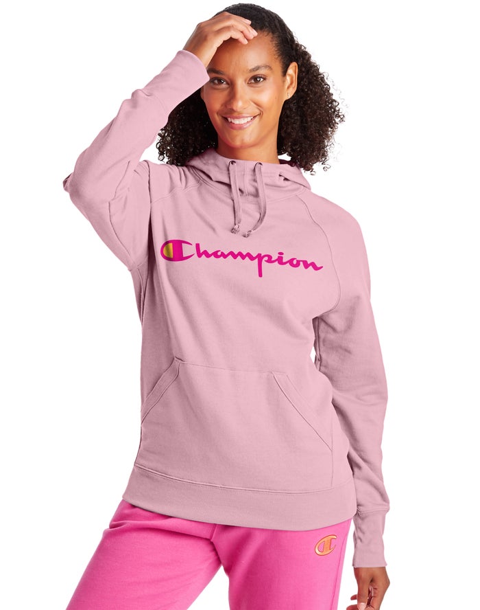 Champion Hoodie Dames - Roze - Powerblend Fleece Script Logo ( 612835-ZKD )